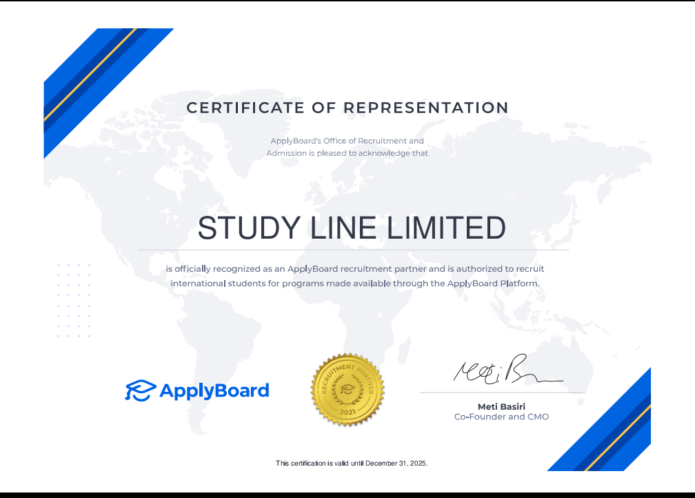 Study Line UK Certificate